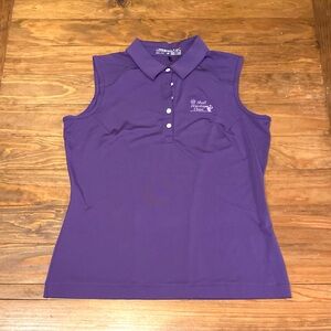 Nike Dri fit size Medium Purple Sleeveless Button Down Shirt Houston Shell Open
